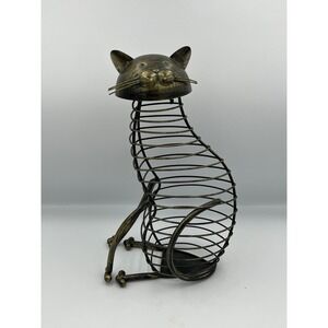 Vino Cage Metal Cat Wine Cork Holder Figurine Sculpture Rustic Gold